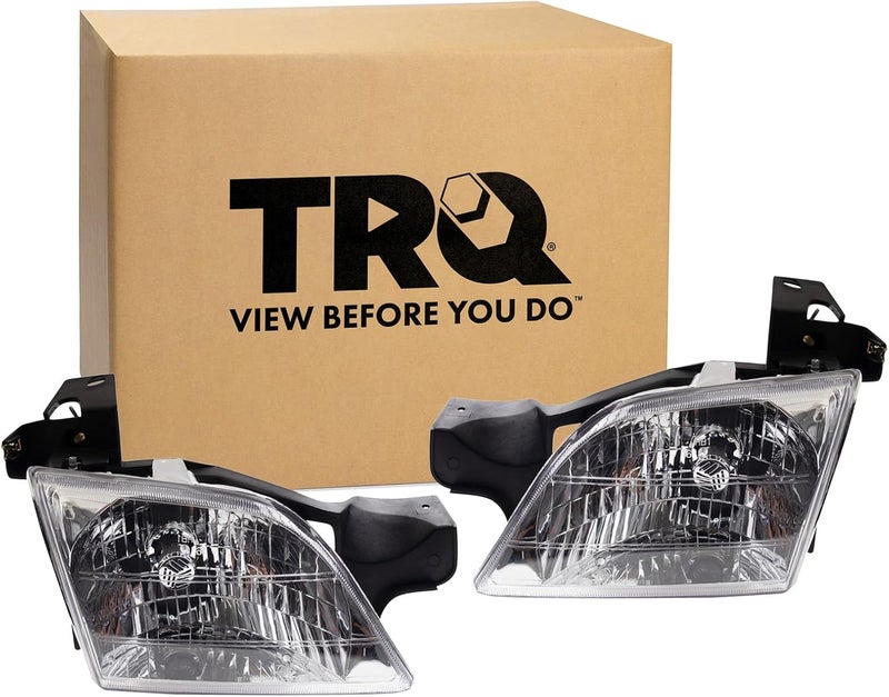 TRQ Headlight Assembly Set Headlights Compatible with 1997-2005 Chevrolet Venture 1997-2004 Oldsmobile Silhouette 1999-2005 Pontiac Montana 1997-1998 Trans Sport GM2502175 GM2503175 - Image 1